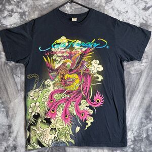 Vintage Y2K Ed Hardy Short Sleeve T-Shirt Size X-Large Iridescent Letters Chroma